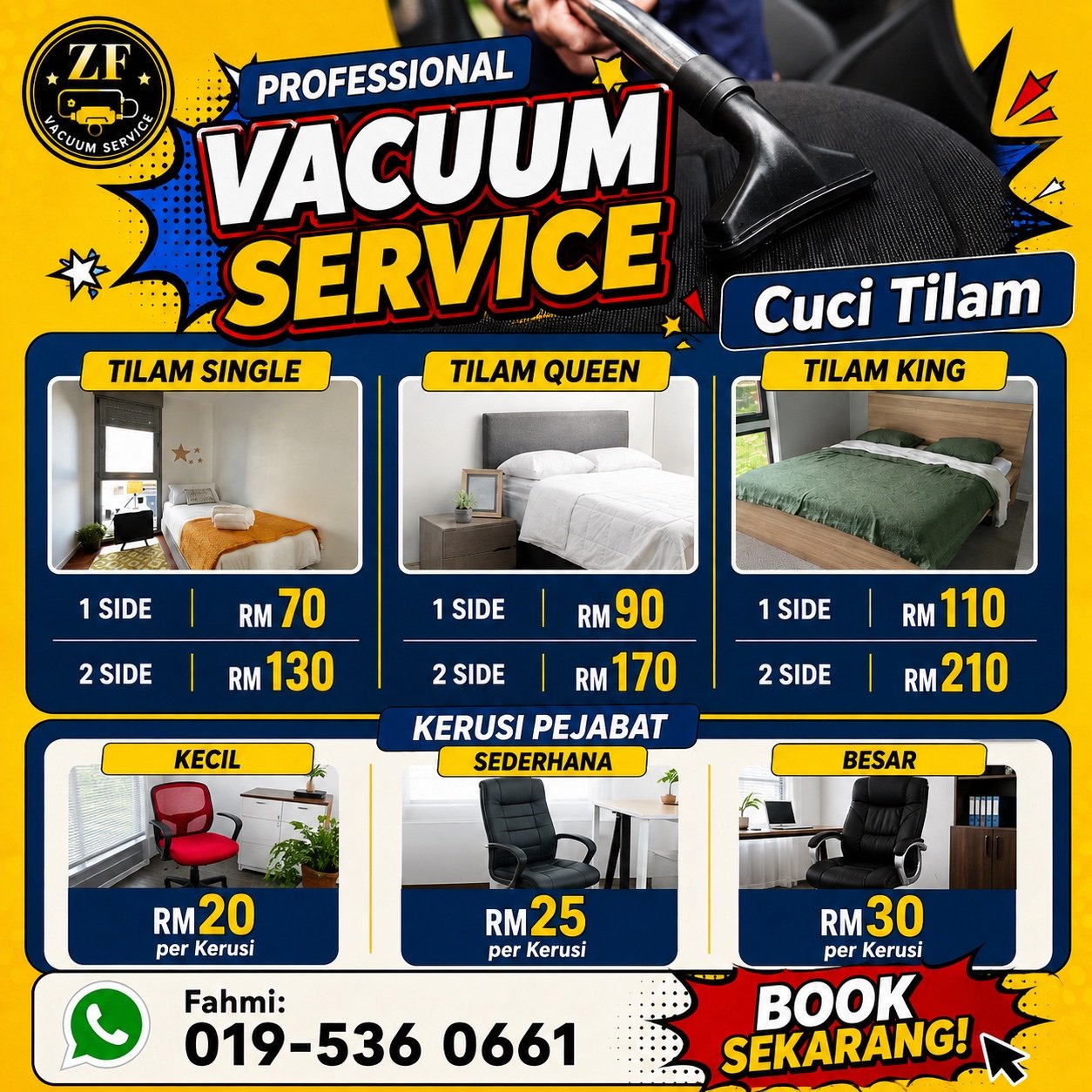 Harga cucian tilam dan kerusi pejabat